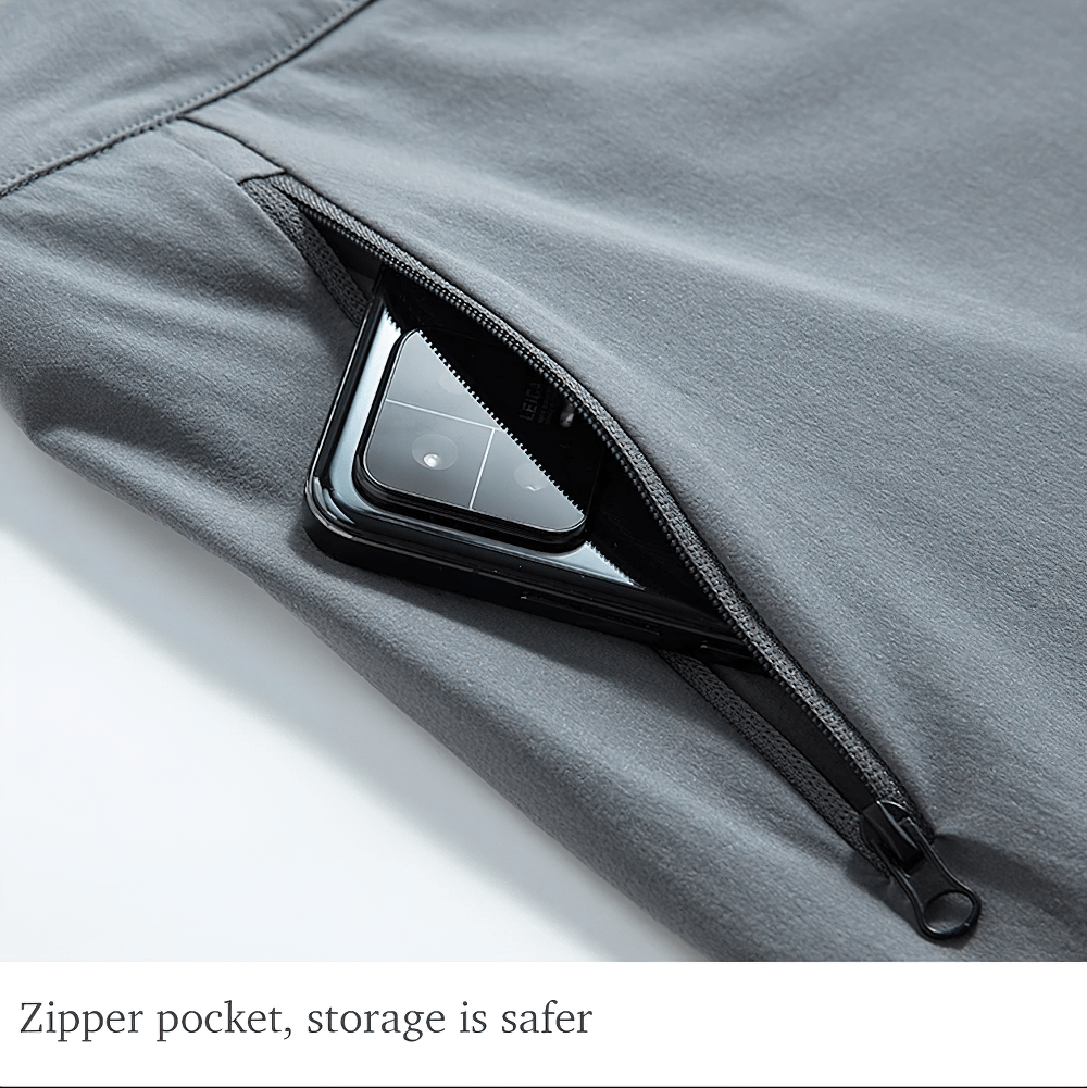 Alt Tag: Unisex Quick Dry Hiking and Trekking Trail Shorts - SF4461 zipper pocket with phone, secure zip storage for hiking and trekking