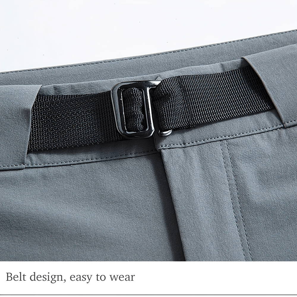 Alt Tag: Unisex Quick Dry Hiking and Trekking Trail Shorts - SF4461 adjustable belt waist tab detail, easy-to-wear hiking shorts