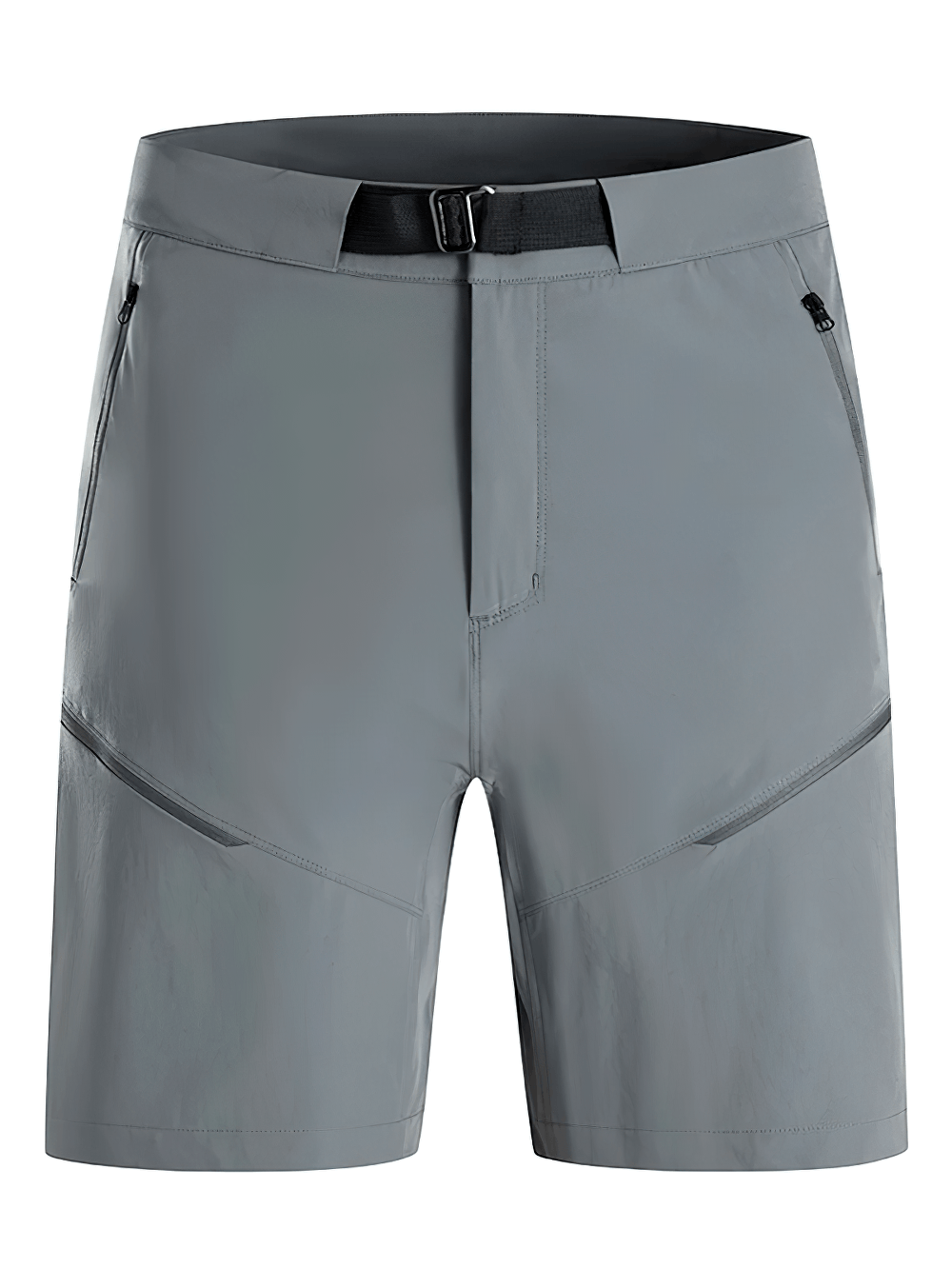Alt Tag: Unisex Quick Dry Hiking and Trekking Trail Shorts - SF4461 gray quick-dry stretch shorts with adjustable waist tab and zip pockets