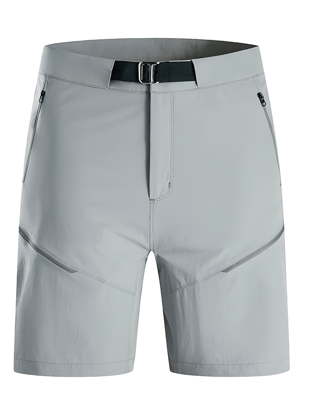 Alt Tag: Unisex Quick Dry Hiking and Trekking Trail Shorts - SF4461 light gray quick-dry stretch trail shorts with zip pockets & adjustable waist