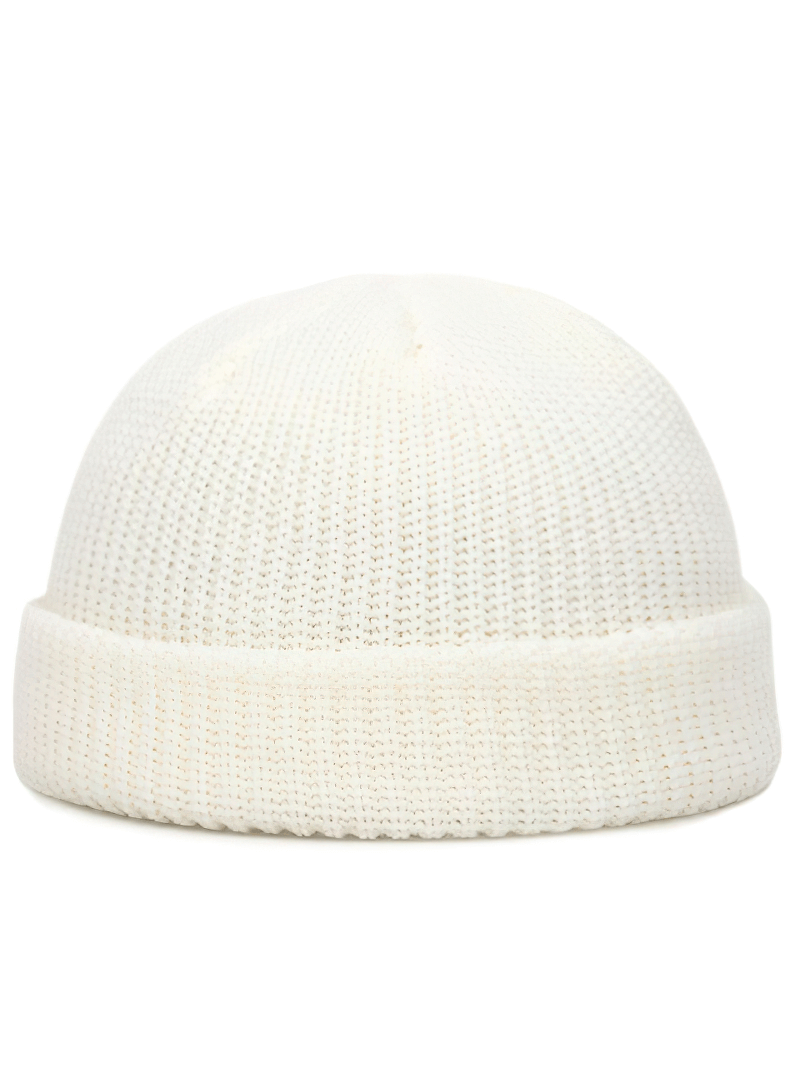 Unisex solid color warm knitted brimless hat SF1393, soft cotton beanie for men and women, perfect for keeping warm outdoors.
