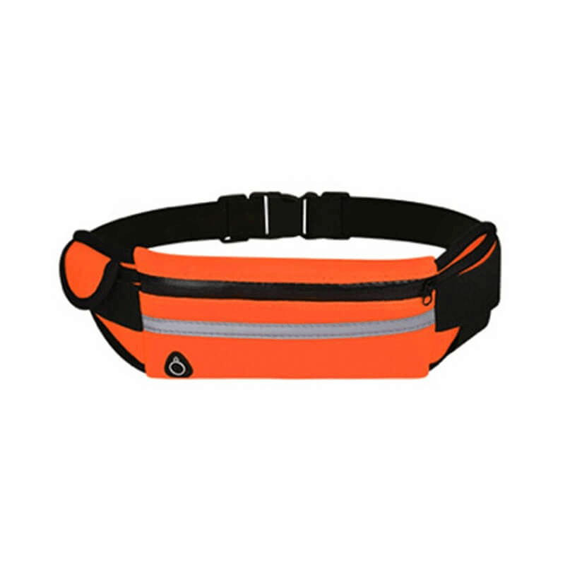 Bright orange unisex sports waist bag for running and cycling, featuring adjustable straps and waterproof belt, model SF0387.