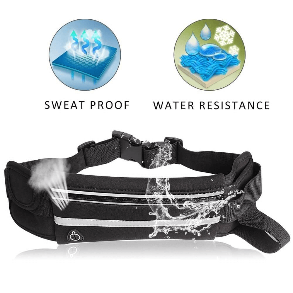 Unisex sports waist bag SF0387 with waterproof belt and sweat resistance, ideal for running and cycling. Durable polyester design.