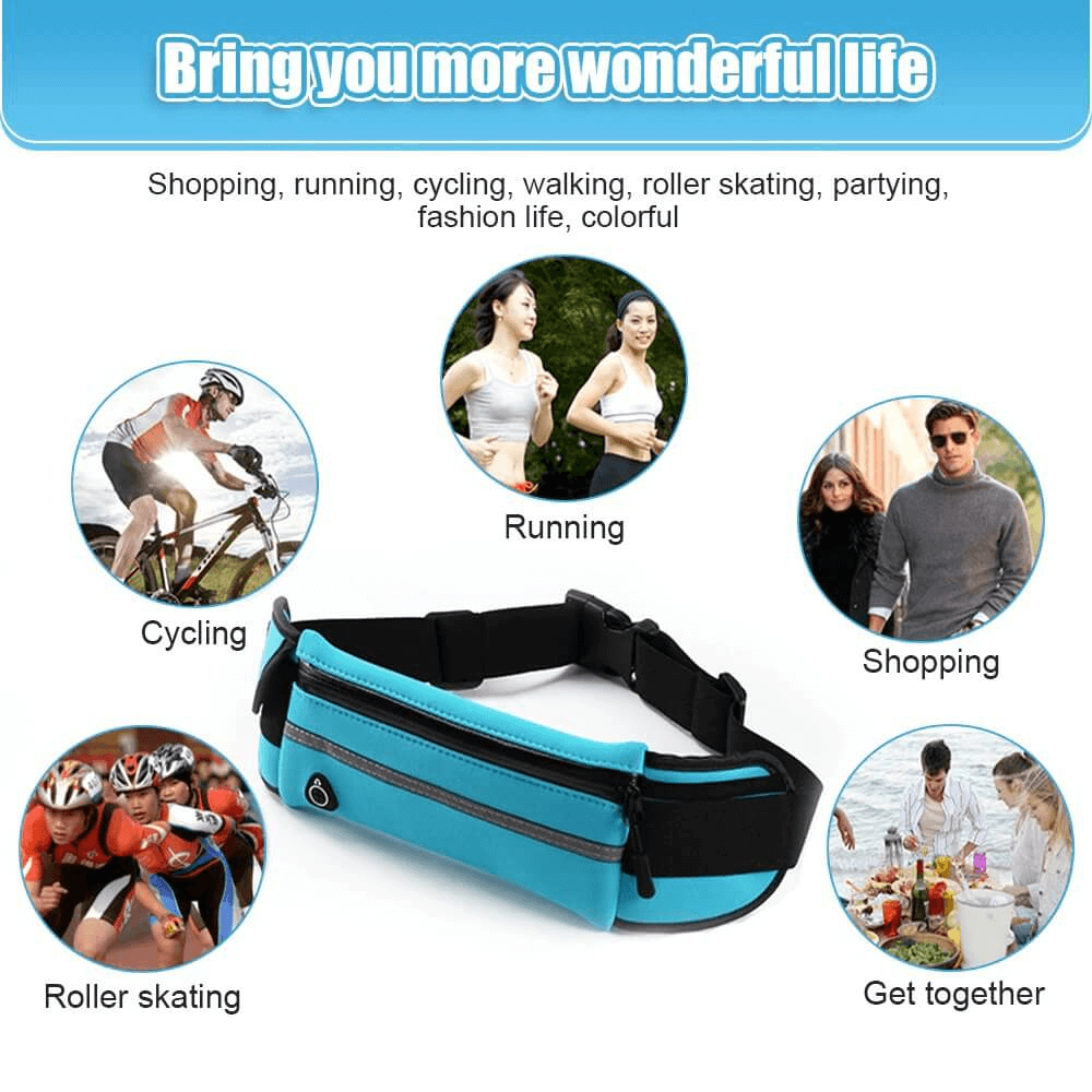Stylish unisex sports waist bag for running, cycling, and outdoor activities, featuring durable materials and adjustable straps.
