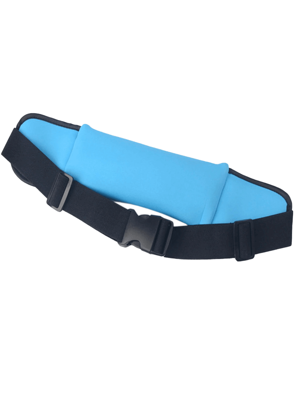 Blue unisex sports waist bag SF0387 with waterproof and adjustable straps, ideal for running and cycling.