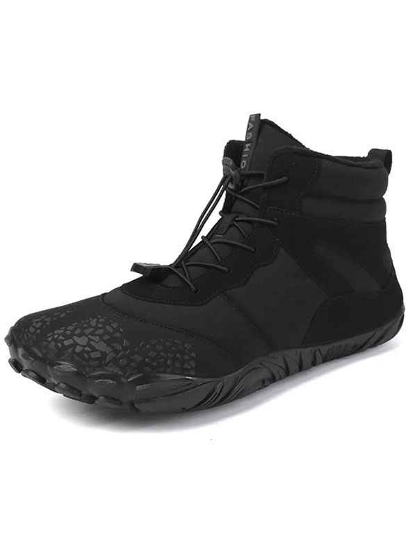 Unisex waterproof hiking boot with non-slip rubber sole and breathable polyester upper, featuring secure elastic band closure. Perfect for outdoor adventures.