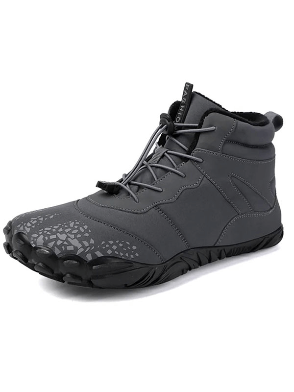 Unisex waterproof hiking boots with non-slip rubber sole, breathable polyester upper, and elastic band closure. Perfect for outdoor adventures.