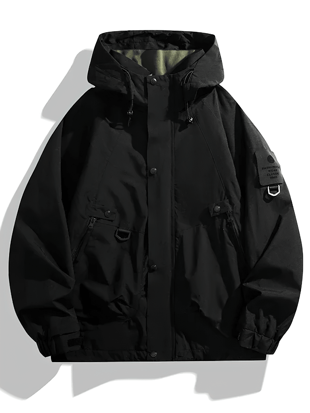 Unisex Waterproof Hiking Jacket with Windproof Hood - SF4726 in black, perfect for outdoor adventures and changing weather.