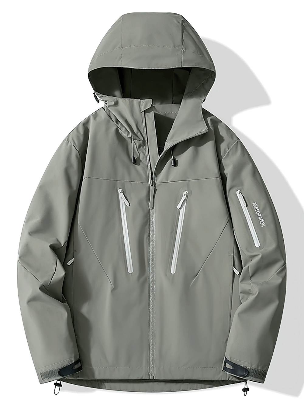 Unisex Waterproof Hiking Mountaineering Jacket - SF4205 on a white background, showcasing zippered pockets and adjustable hood for outdoor use.
