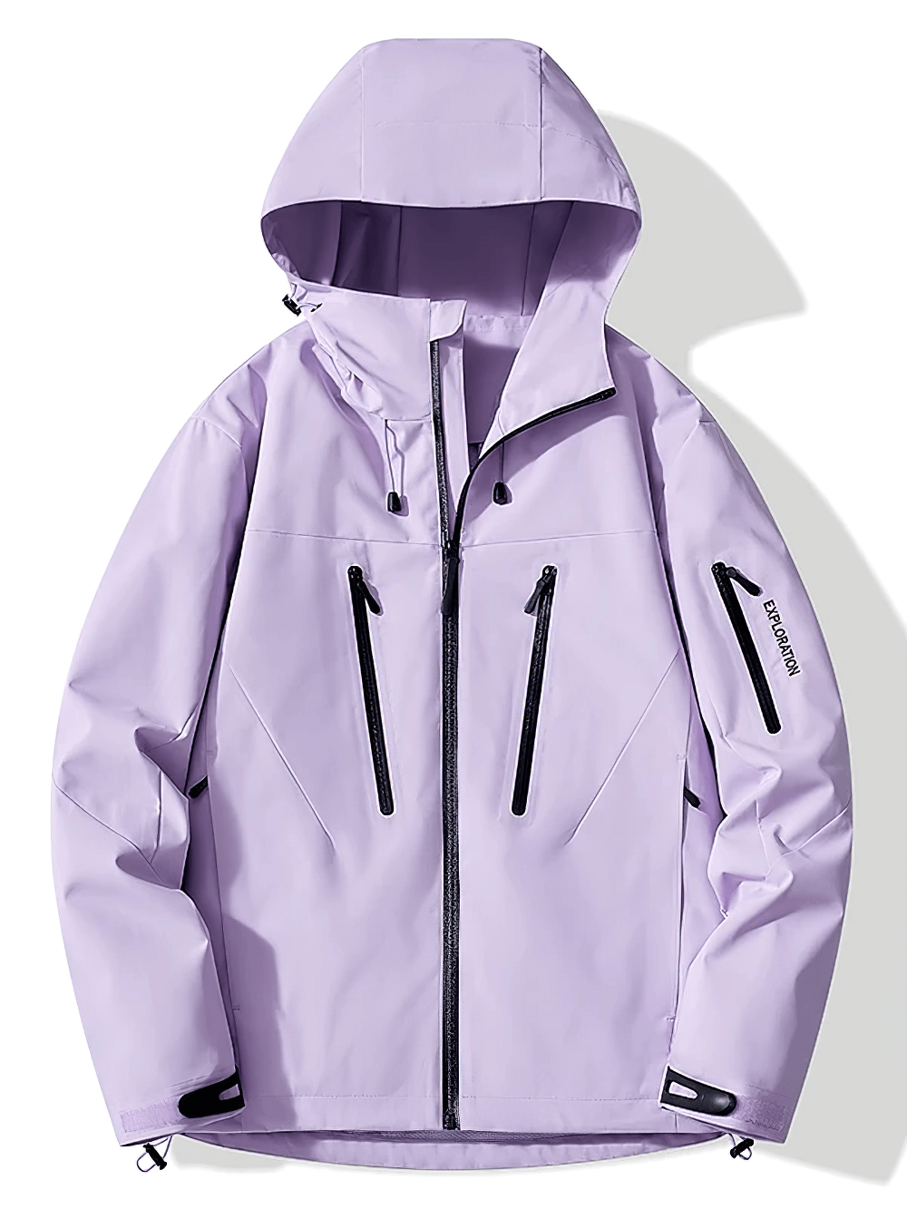 Unisex Waterproof Hiking Mountaineering Jacket - SF4205 in lavender with hood and zippered pockets for outdoor adventures