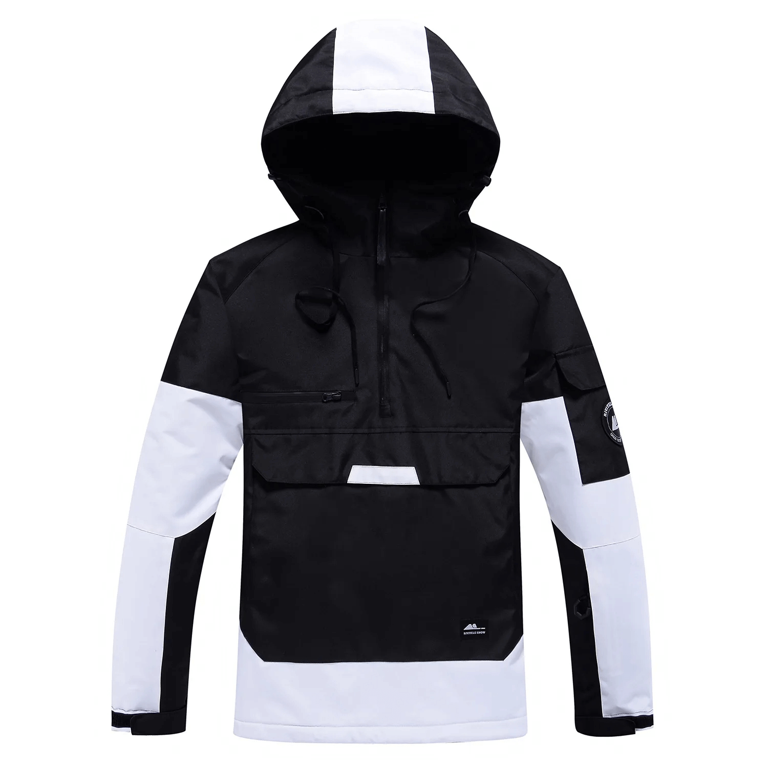 Unisex Waterproof Ski Jacket SF2257 in black and white design, perfect for staying warm and dry on snowy adventures.