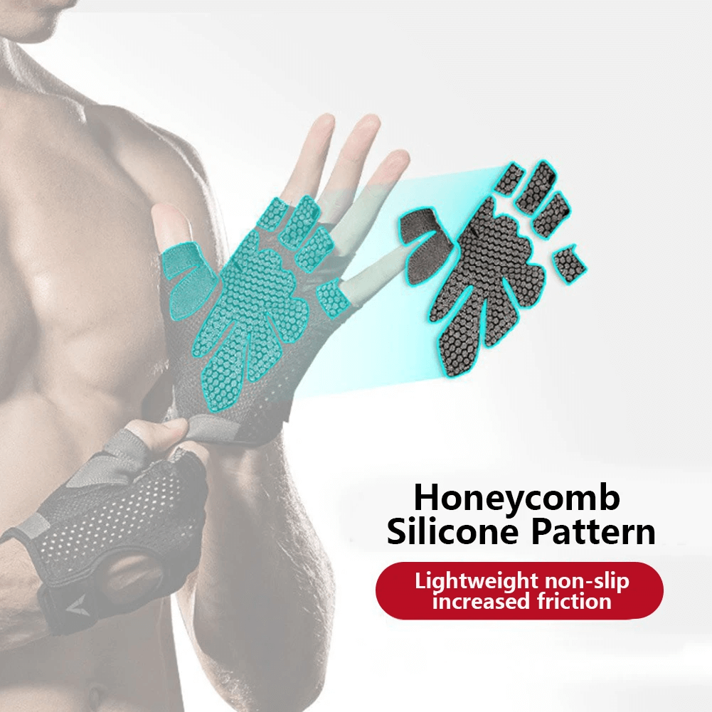 Unisex weight lifting gloves with non-slip honeycomb silicone for secure grip, enhancing your workout sessions effortlessly.