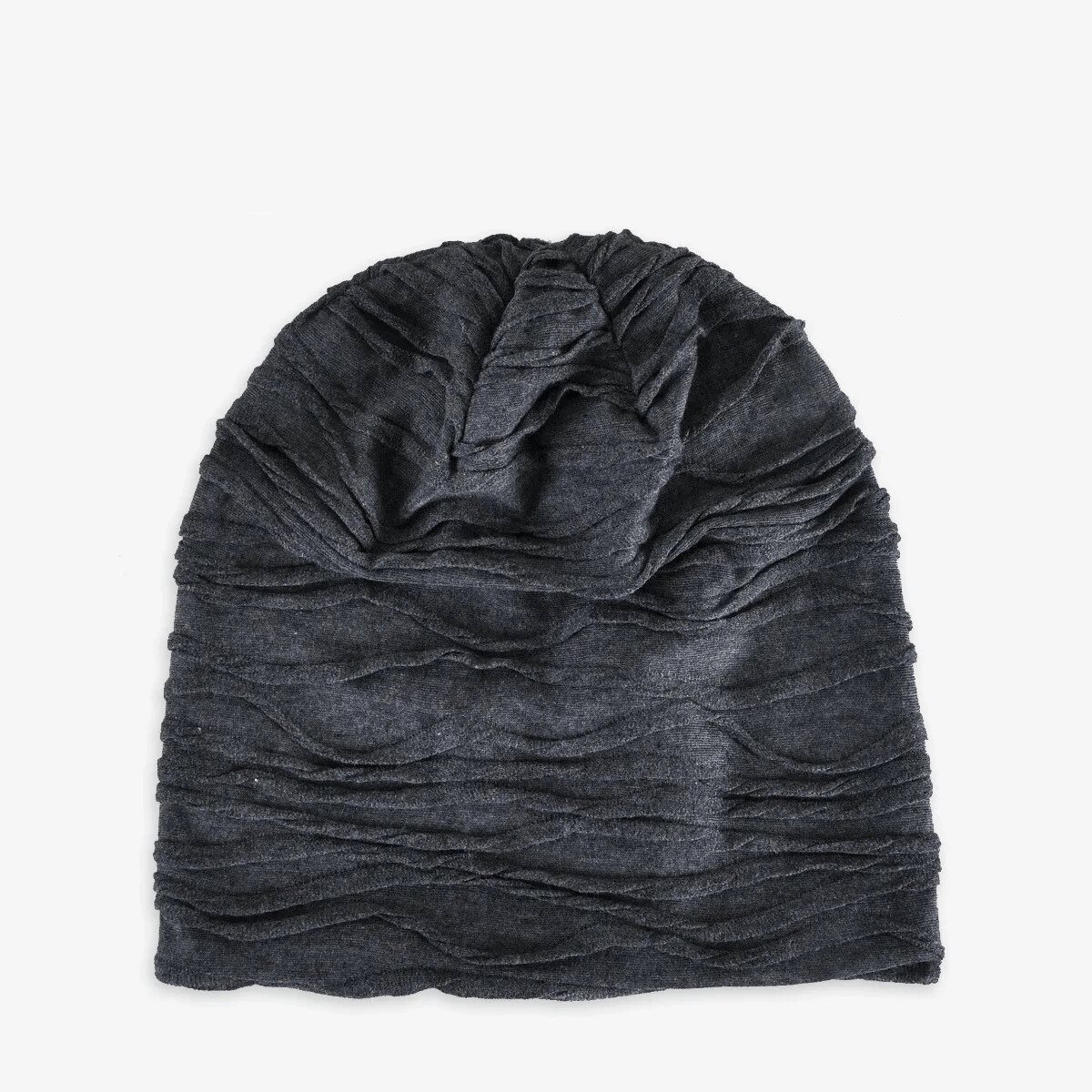 Unisex windproof warm baggy solid beanie in charcoal gray, perfect for outdoor adventures and keeping cozy in style. SF1747