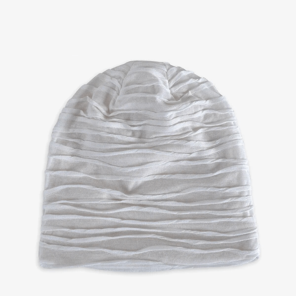 Unisex windproof warm baggy solid beanie in white, perfect for outdoor activities. Made from cotton blend materials for comfort and protection.