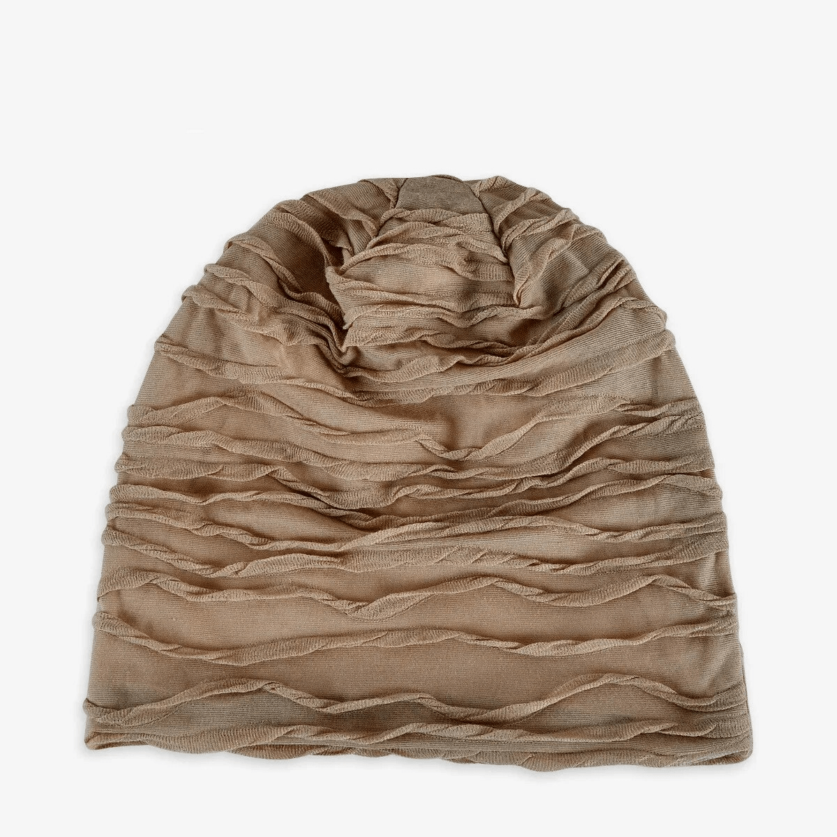 Unisex windproof warm baggy solid beanie SF1747 in beige, perfect for outdoor activities, lightweight and comfortable cotton design.