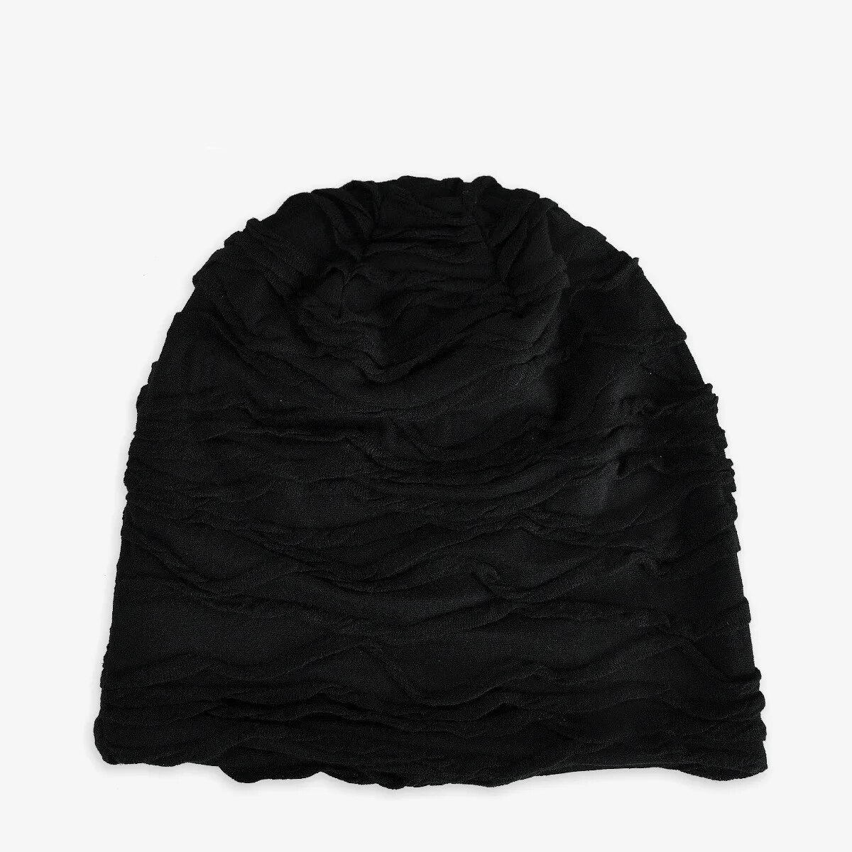 Unisex windproof warm baggy solid black beanie SF1747, perfect for outdoor adventures, 100% cotton for comfort and style.