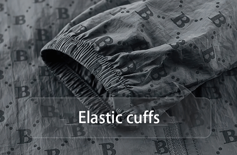 Elastic cuffs detail on UV Sun Protection Jacket with Letter B print, showcasing breathable fabric and stylish design.