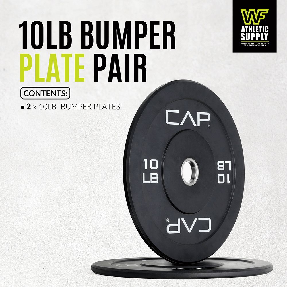 10 LB Olympic Bumper Plates Set for Gym SF2935 with rubber coating and steel hub, great for weightlifting and strength training.