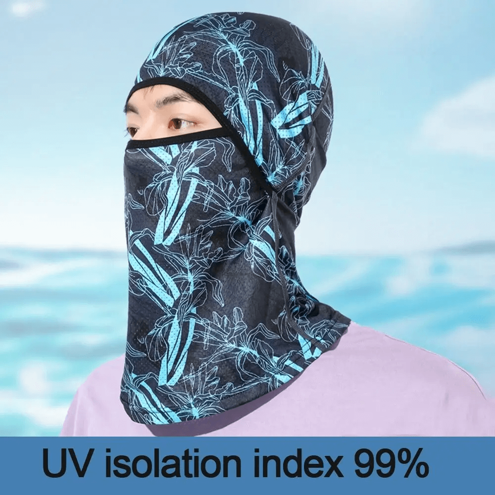 Versatile cycling balaclava with floral print design, perfect as a helmet liner or hiking scarf, featuring 99% UV isolation.