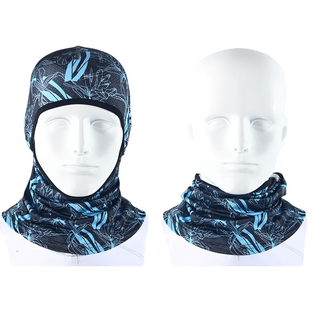 Versatile cycling balaclava SF2218 with print design, ideal as helmet liner or hiking scarf for cyclists, breathable polyester.
