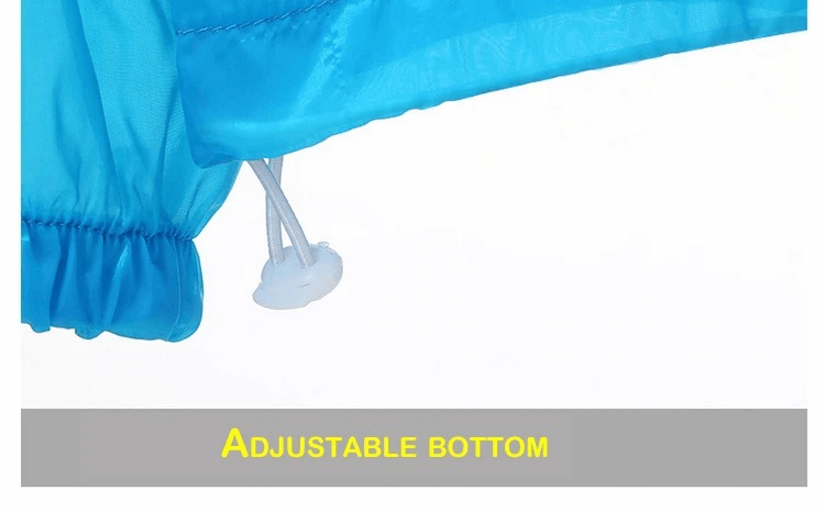 Blue hiking jacket with adjustable bottom cord for optimal fit during trekking and outdoor adventures.