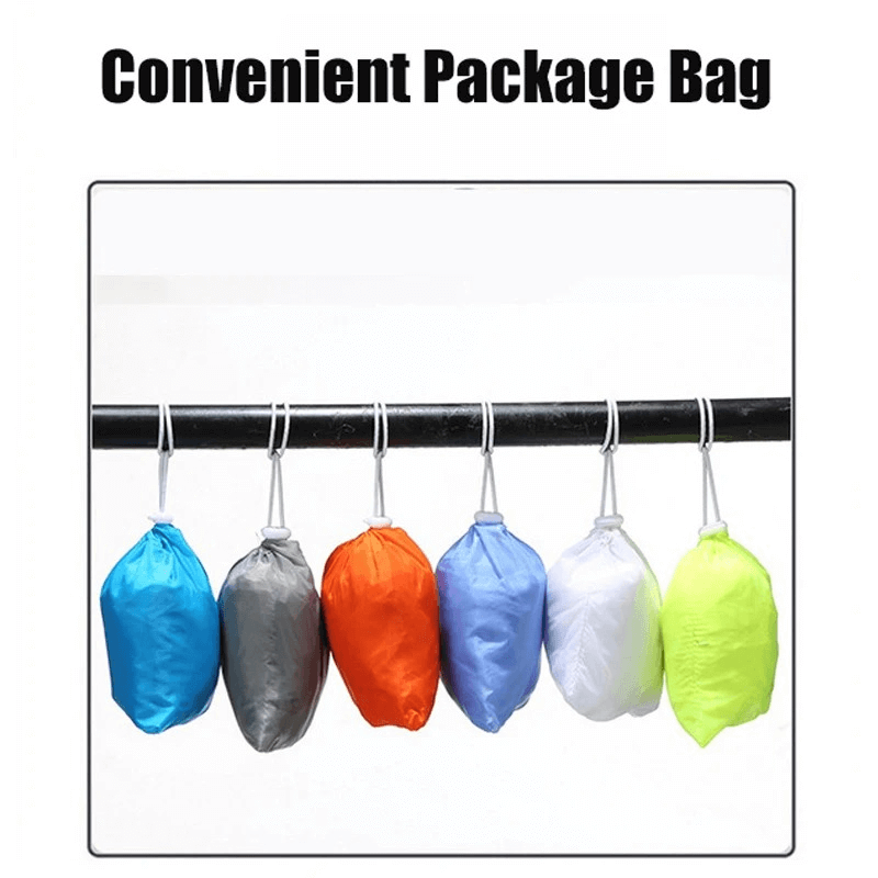 Colorful package bags hanging, showcasing lightweight and versatile storage solutions.