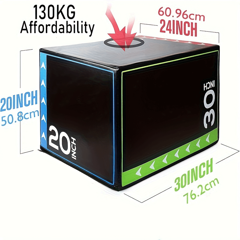 3-in-1 versatile training box with adjustable heights of 20, 24, and 30 inches for explosive speed drills and agility workouts.