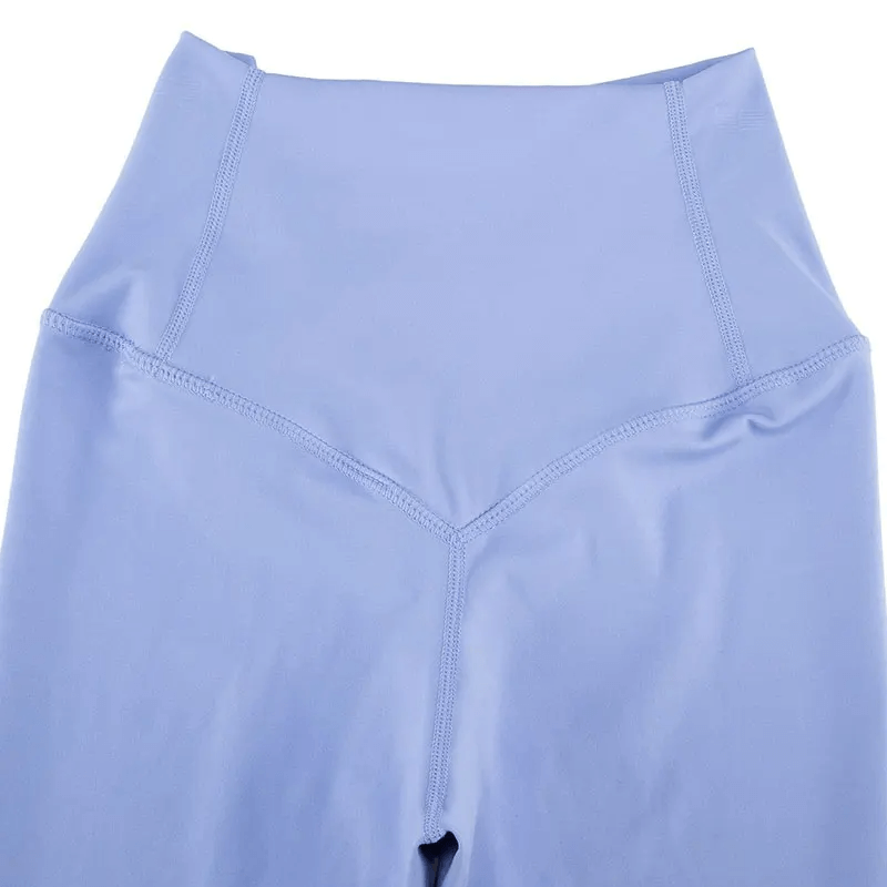 Close-up of blue nylon yoga and gym leggings from Versatile Women's Activewear Set SF2080, featuring breathable and quick-dry fabric.