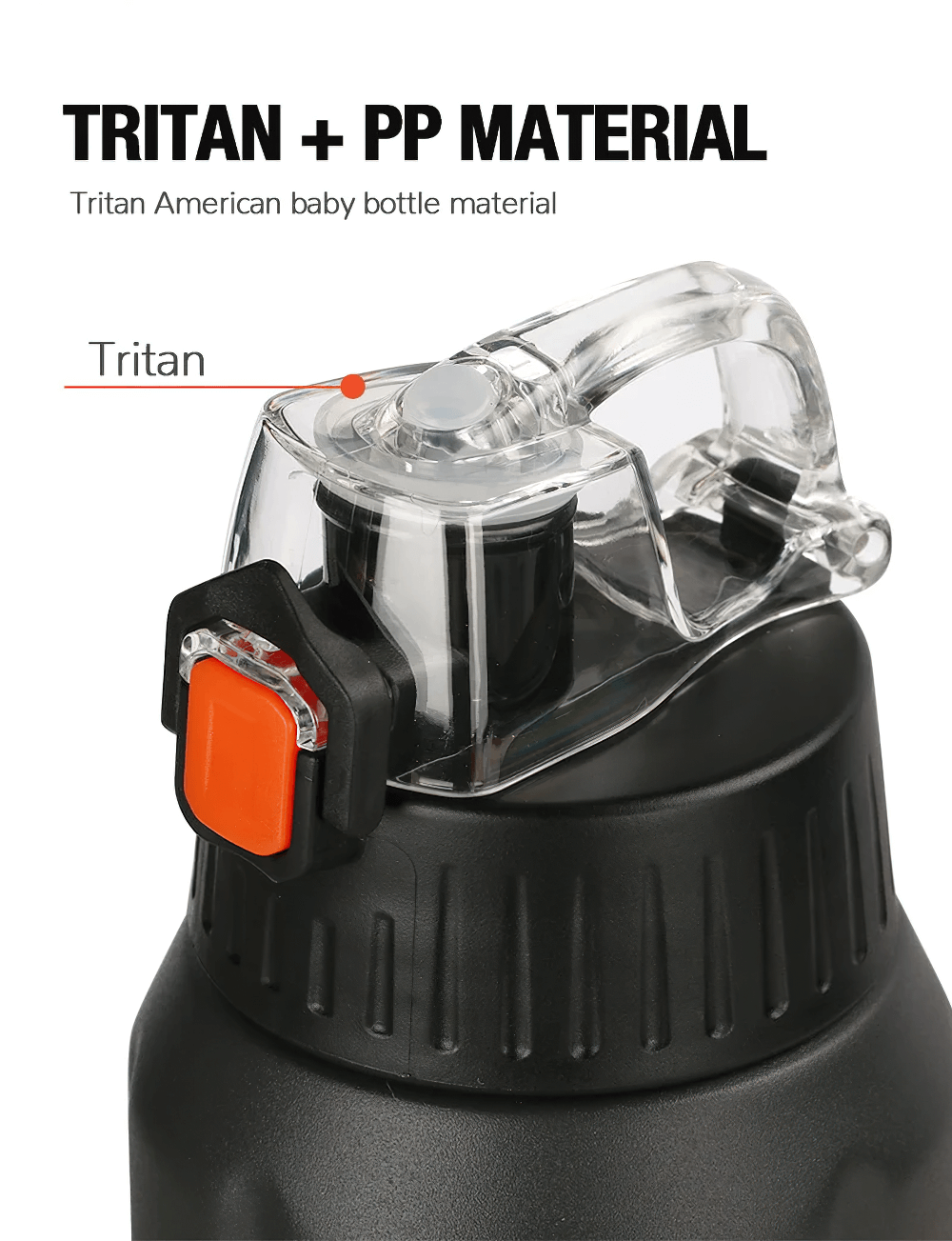 Tritan + PP insulated sports bottle lid with leak-proof lock and durable design, perfect for active lifestyles.