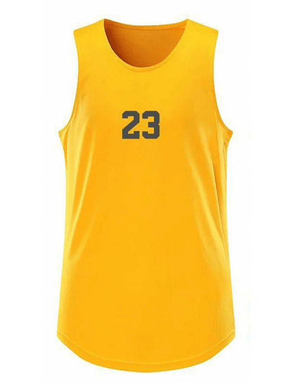 Vibrant Performance Tank SF2184 in bright yellow with bold '23' print, perfect for active days and optimal workout performance.
