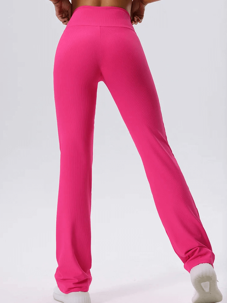 Vibrant Solid Color Ribbed Yoga Leggings - SF2102