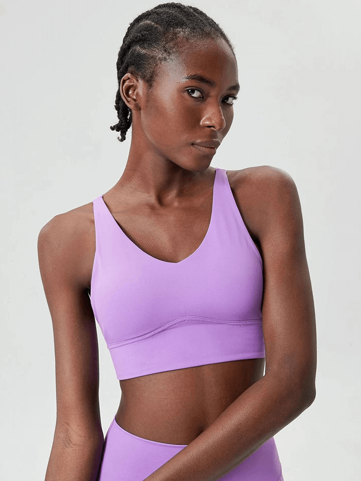 Vibrant Solid Color Sports Bra With Sexy Cross-Back - SF2087