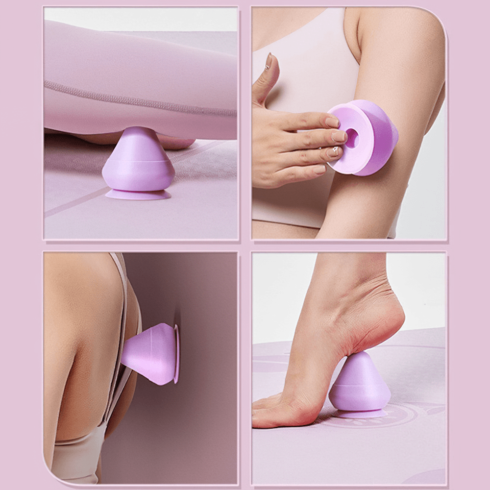 Wall-mounted muscle massager with suction cup, purple, for relieving back, arm, and foot pain. Enhance circulation and relaxation.