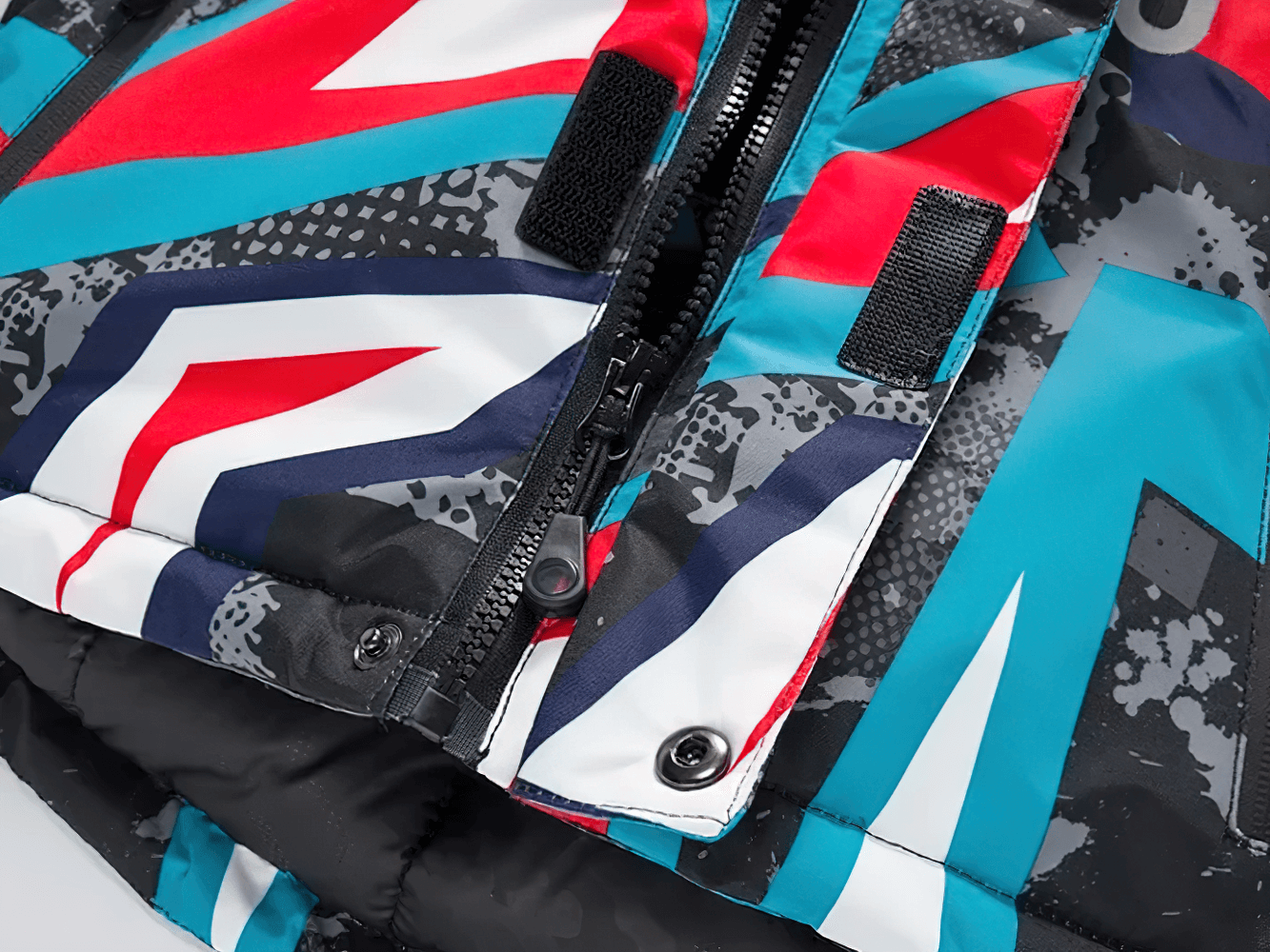 Colorful design details of Warm Boys Snow Jacket with Abstract Print - SF3584