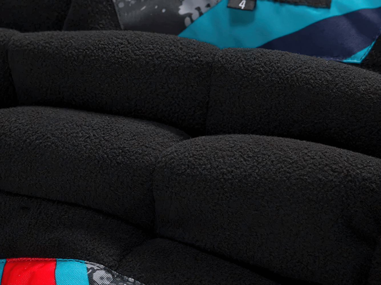 Close-up of Warm Boys Snow Jacket with Abstract Print - SF3584 showing cozy thermal lining and colorful pattern, perfect for winter sports.