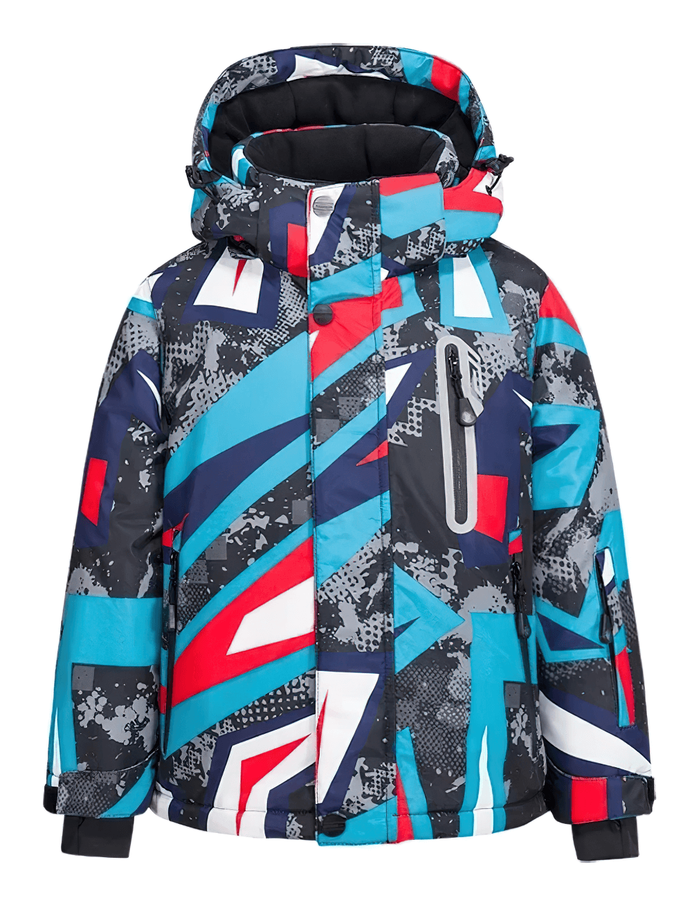 Warm Boys Snow Jacket with Abstract Print - SF3584 in vibrant colors, perfect for skiing and snowboarding adventures.