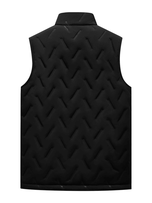 Back view of warm casual male lambswool vest with stand collar and stylish quilted pattern, perfect for daily wear.