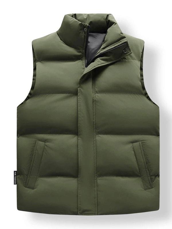 Warm Casual Men's Vest with zippered pockets, polyester fabric, zipper closure, no hood, SF1929.