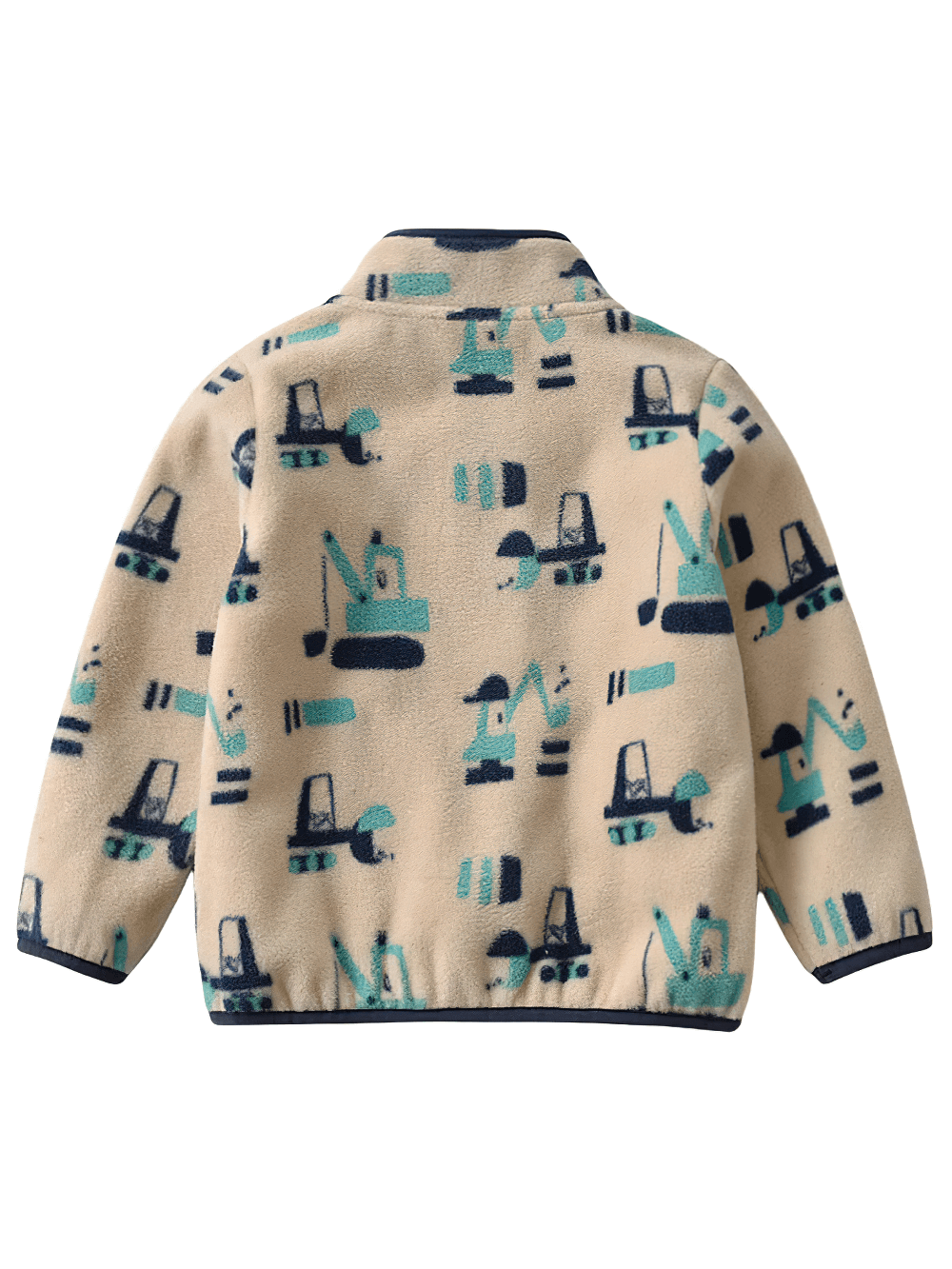 Warm Fleece Jacket for Boys with Zipper Closure - SF3567, featuring construction truck print for fun autumn and winter adventures.