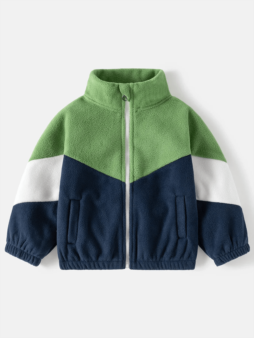 Warm Kids' Fleece Colorblock Zip Jacket SF3108, green and blue, cozy autumn and winter kids' outerwear