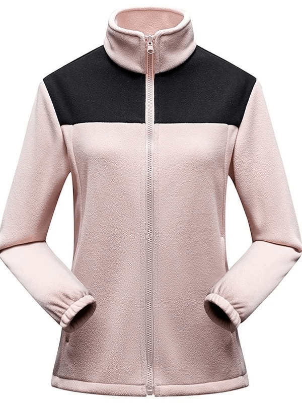 Warm sports fleece jacket with zip for men and women, featuring a patchwork pattern and durable polyester material, style SF1889.