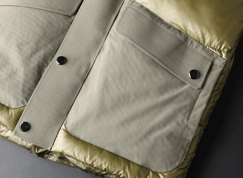 Warme, stilvolle Herren-Daunenjacke mit Kapuze und Taschen – SF1956 