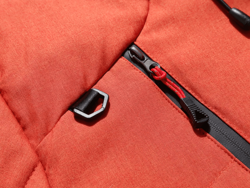 Close-up of red Windproof Waterproof Outdoor Sports Ski Suit SF1783 with durable zipper and fabric detail ideal for winter activities.