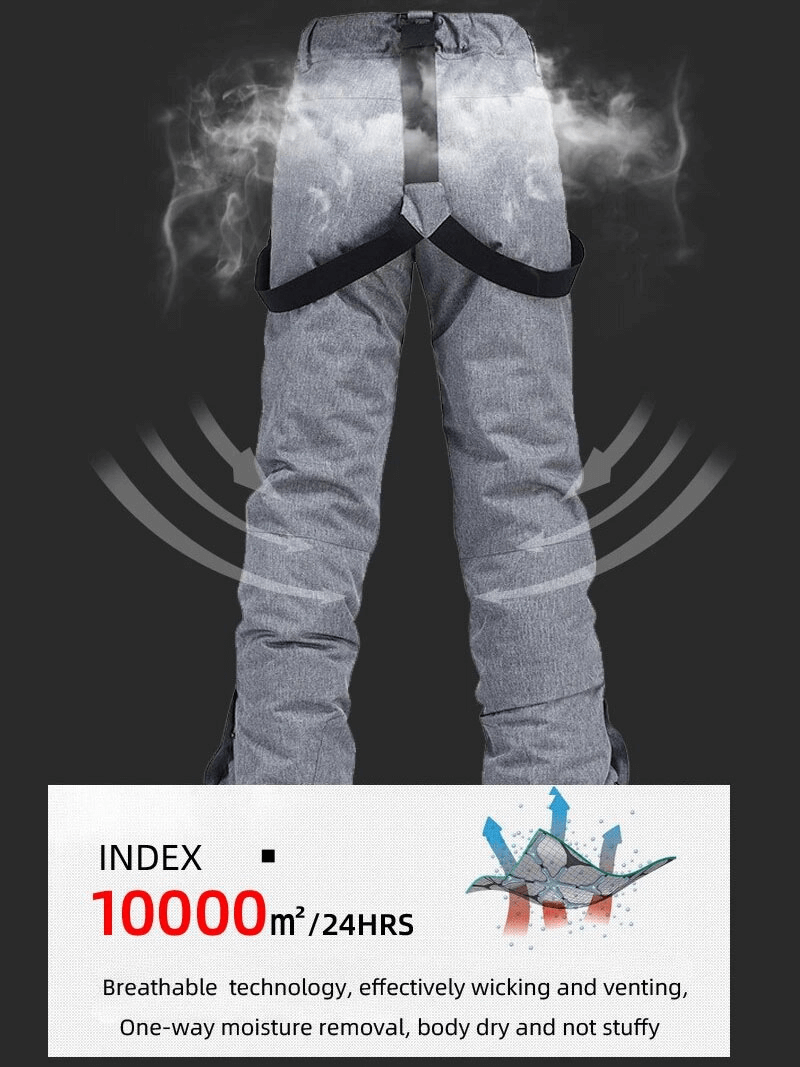 Breathable windproof waterproof ski pants showcasing moisture removal and venting technology for outdoor sports, SF1783