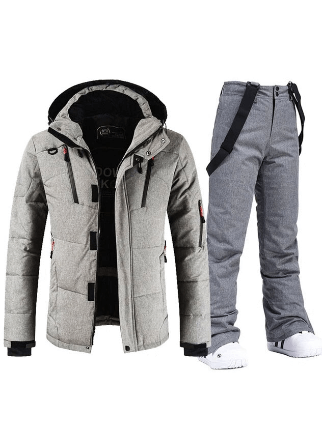 Warm Windproof Waterproof Outdoor Sports Ski Suit SF1783 with jacket and pants, lined with white duck down.