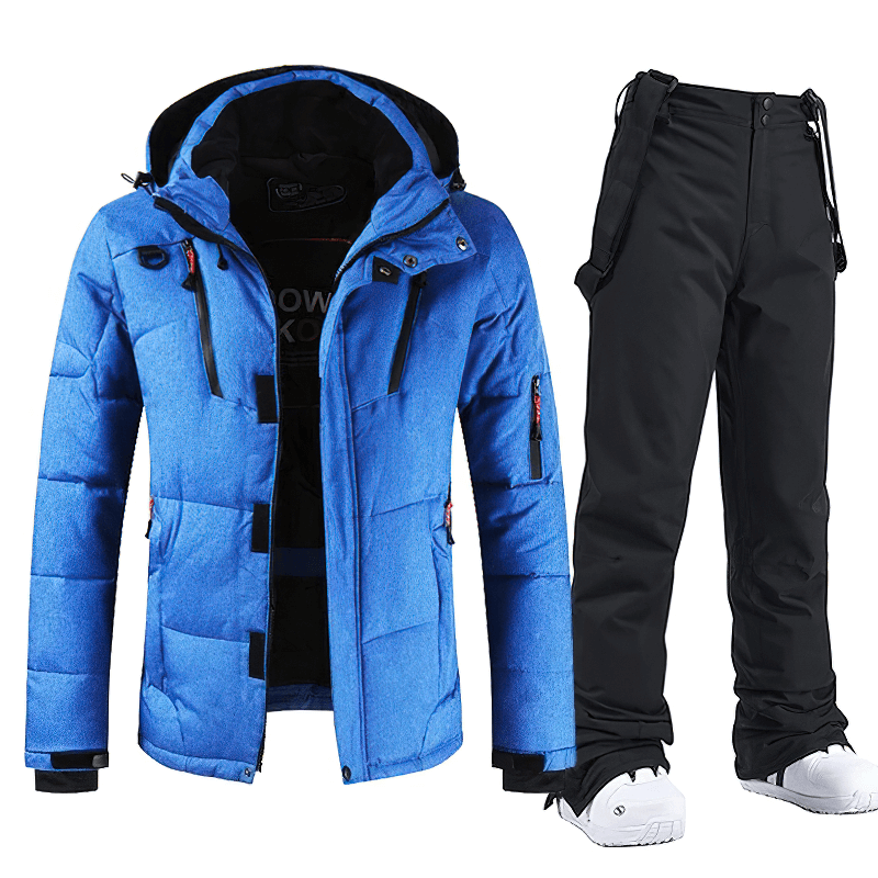 Warm Windproof Waterproof Ski Suit SF1783 in blue and black for outdoor sports, perfect for winter activities.