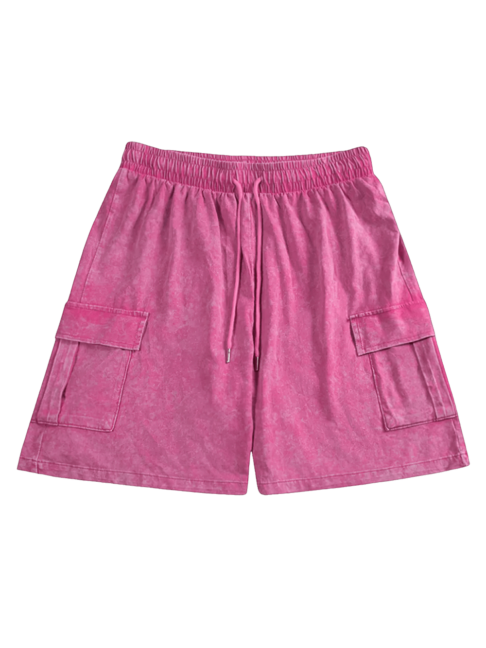 Washed Cargo Shorts with Drawstring Utility Pockets - SF4764 in vibrant pink color with side cargo pockets.