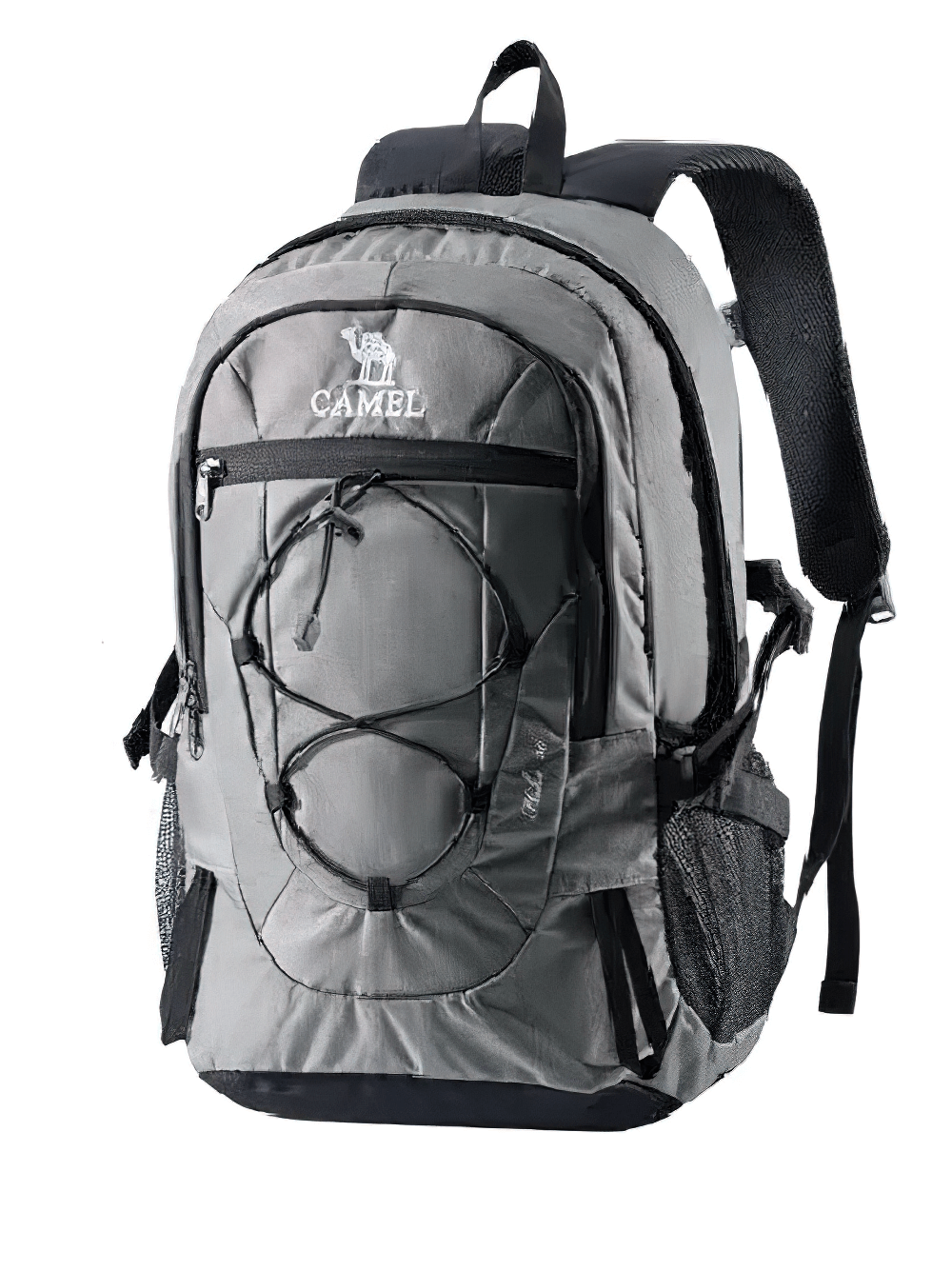 Alt Tag: Gray 30L lightweight hiking backpack with multiple compartments, water-repellent and tear-resistant for travel and sports.