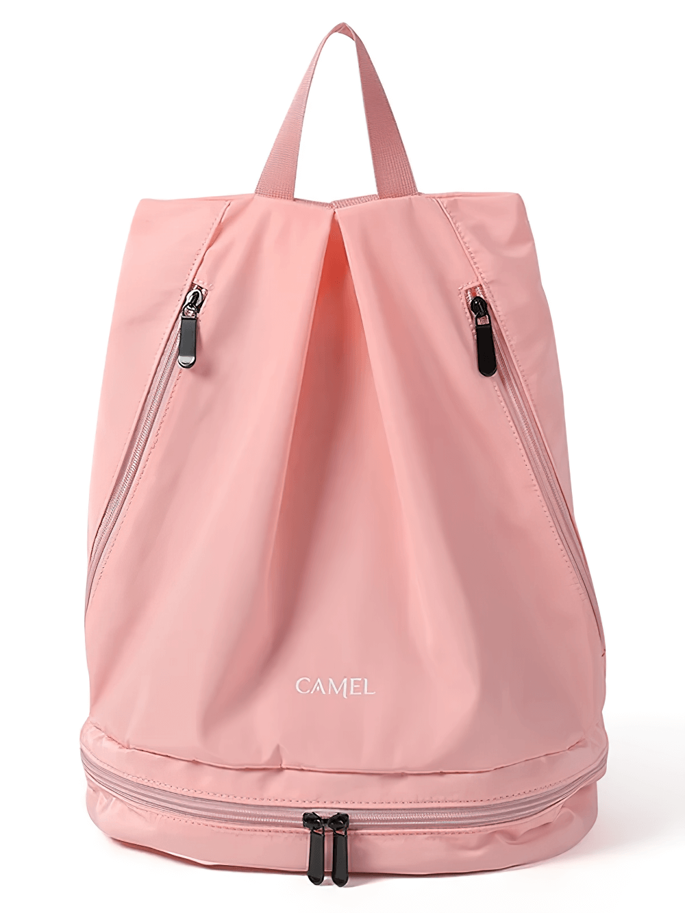 Pink waterproof backpack with dry-wet separation, 25L capacity, ideal for gym, sports, swimming, and outdoor activities.