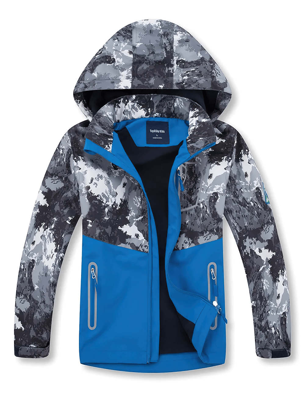 Waterproof Fleece Lined Jacket with Detachable Hood - SF3575, gray and blue, perfect for hiking and outdoor adventures.